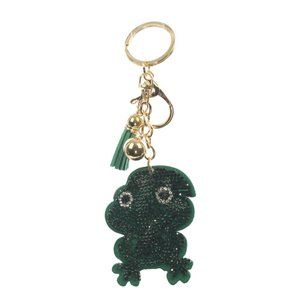 Frog Tassel Bling Faux Suede Stuffed Pillow Key Chain Handbag Charm